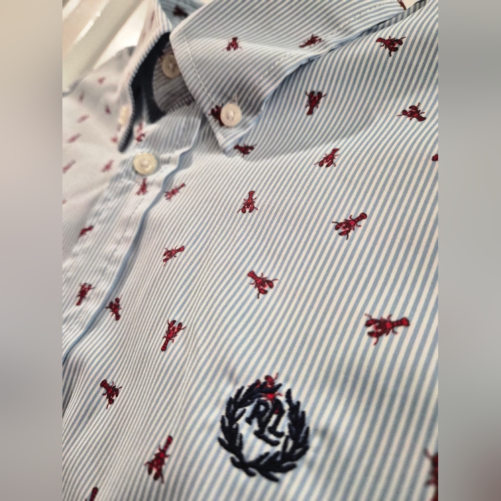 LAUREN Ralph Lauren, Lobster Stripe Dress Shirt, Big Kids Size 18, EUC - Picture 3 of 11